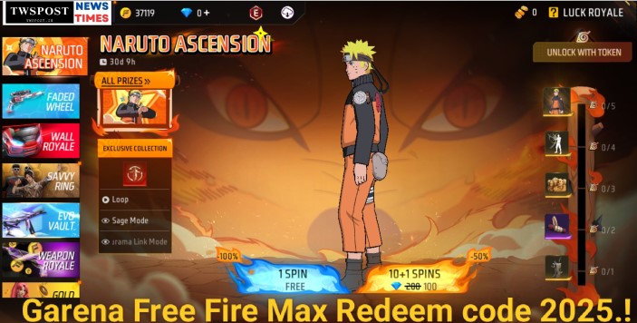 Garena Free Fire Max Redeem Codes 2025